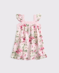 toddler lace-trim flutter sleeve dress