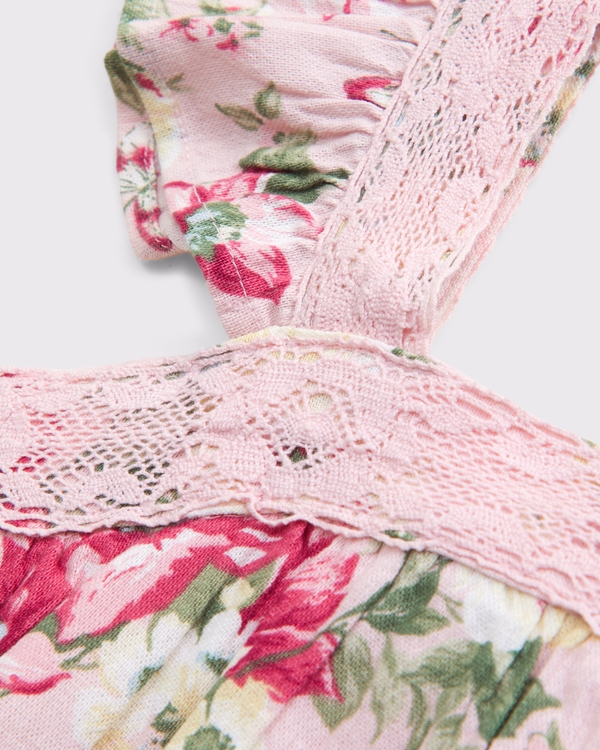 toddler lace-trim flutter sleeve dress, Ballet Pink Floral view 2