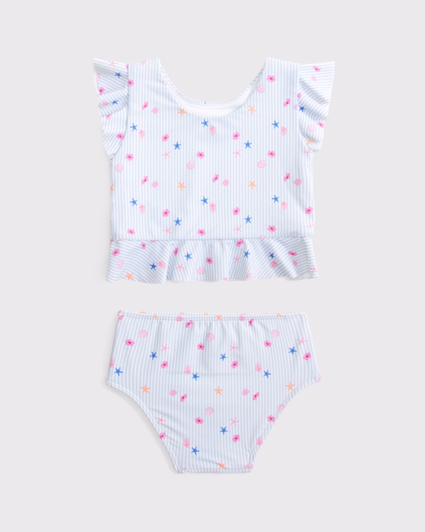 toddler two-piece swimsuit, Light Blue Stripe Print view 2