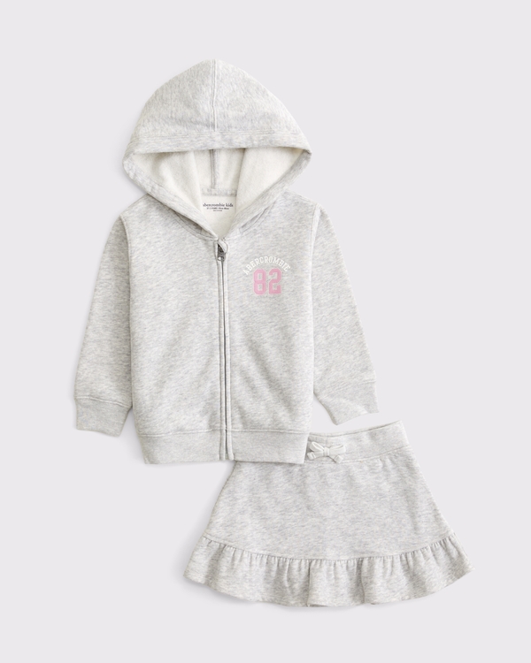 toddler fleece skirt set, Light Gray view 1