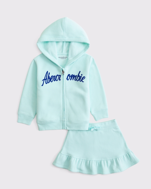 toddler fleece skirt set, Turquoise view 1