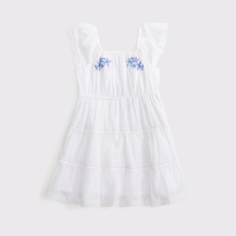 toddler lace-trim tiered dress