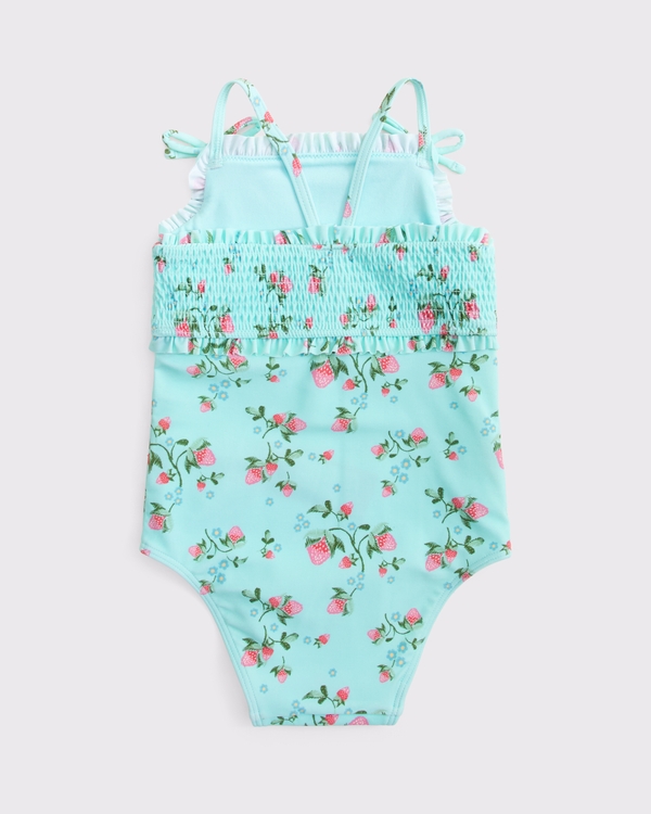 traje de baño con bordado de nido de abeja para niños pequeños, Estampado Aqua view 2