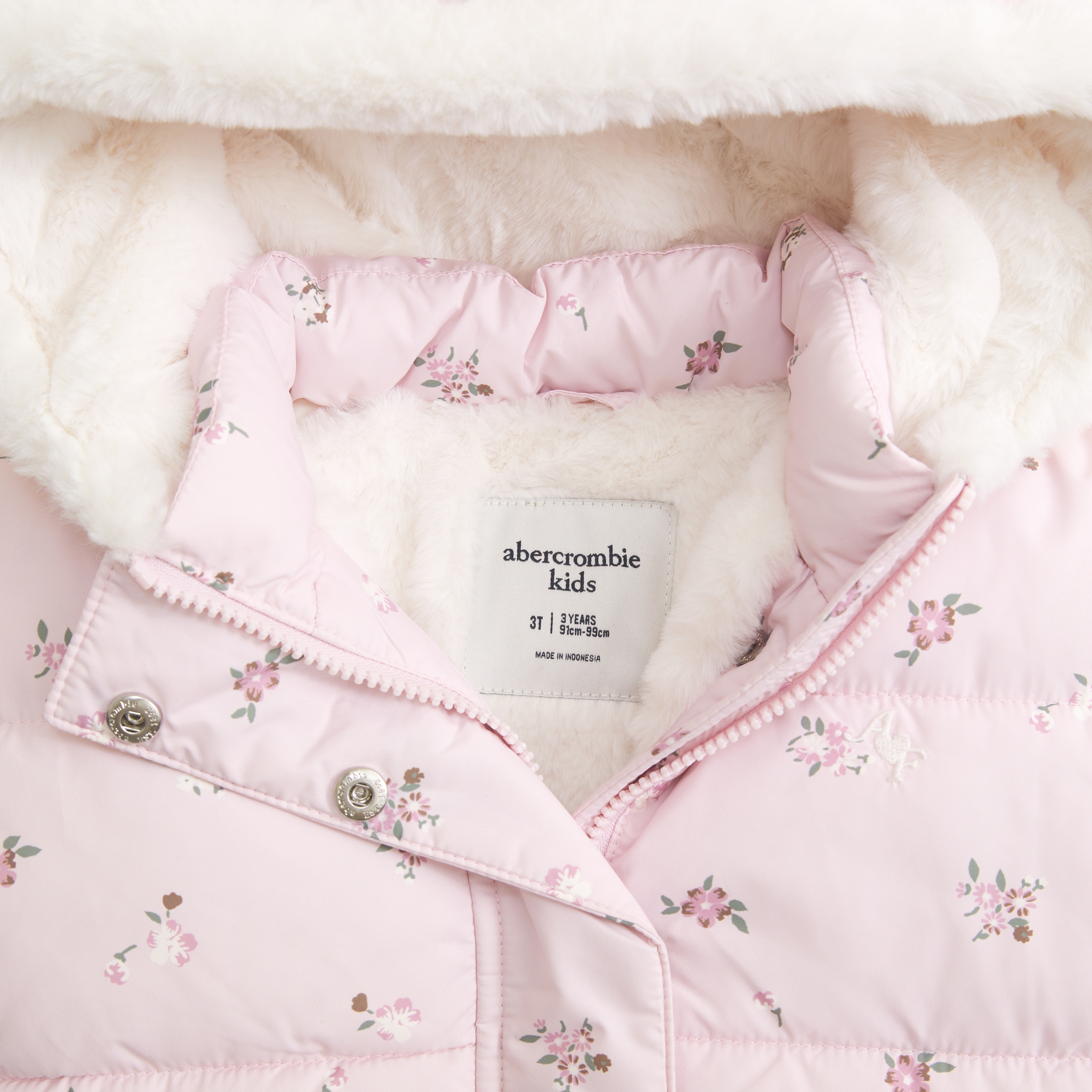 Куртка Abercrombie & Fitch Hooded puffer coat для малышей, цвет: Светлый розовый с принтом — фото 2