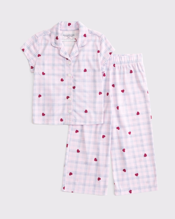 toddler pant pajama set, Light Pink Plaid view 1