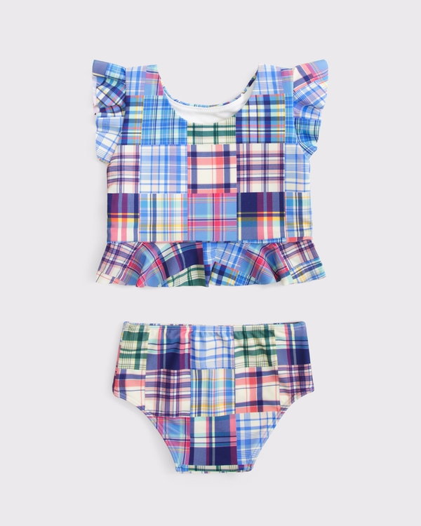 toddler two-piece swimsuit, Blue Plaid view 2