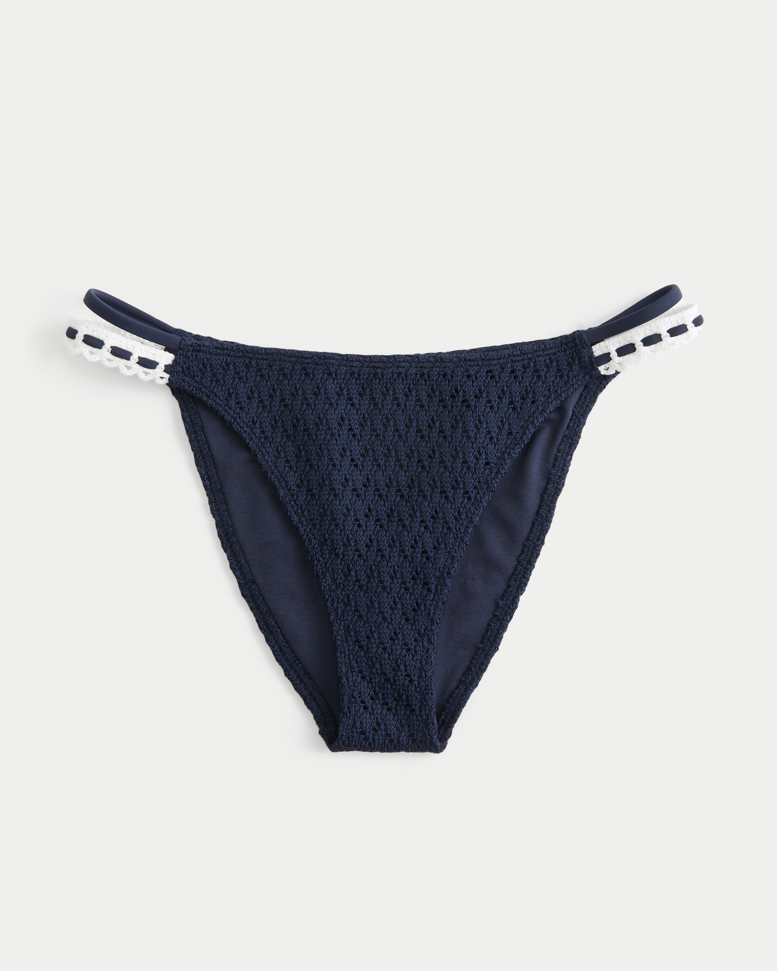Низ бикини, крой чики, вязка крючком — Hollister, цвет: Тёмно-синий — фото 1