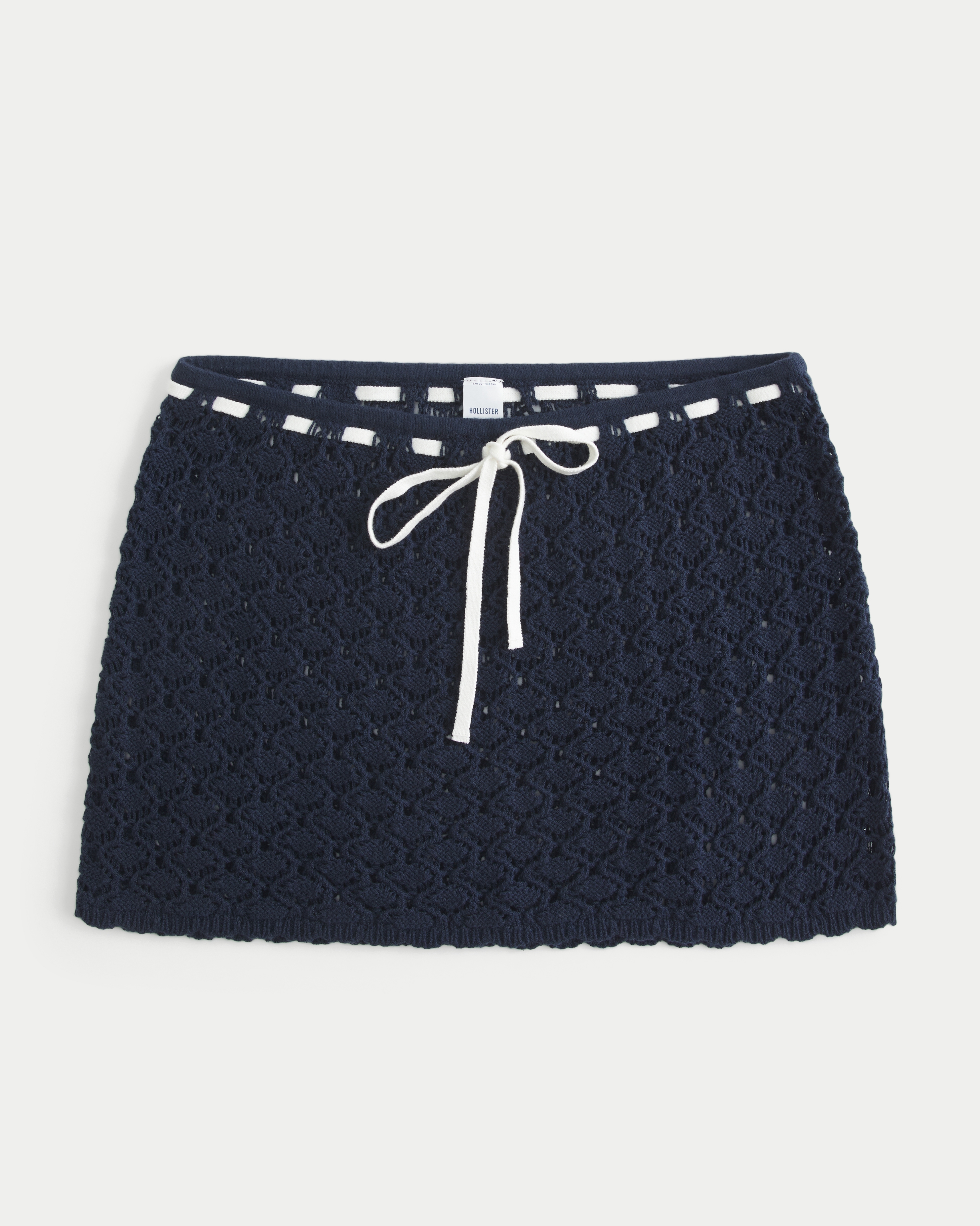 Женская юбка Hollister Crochet-Style Pull-On Cover Up, цвет: Тёмно-синий — фото 1