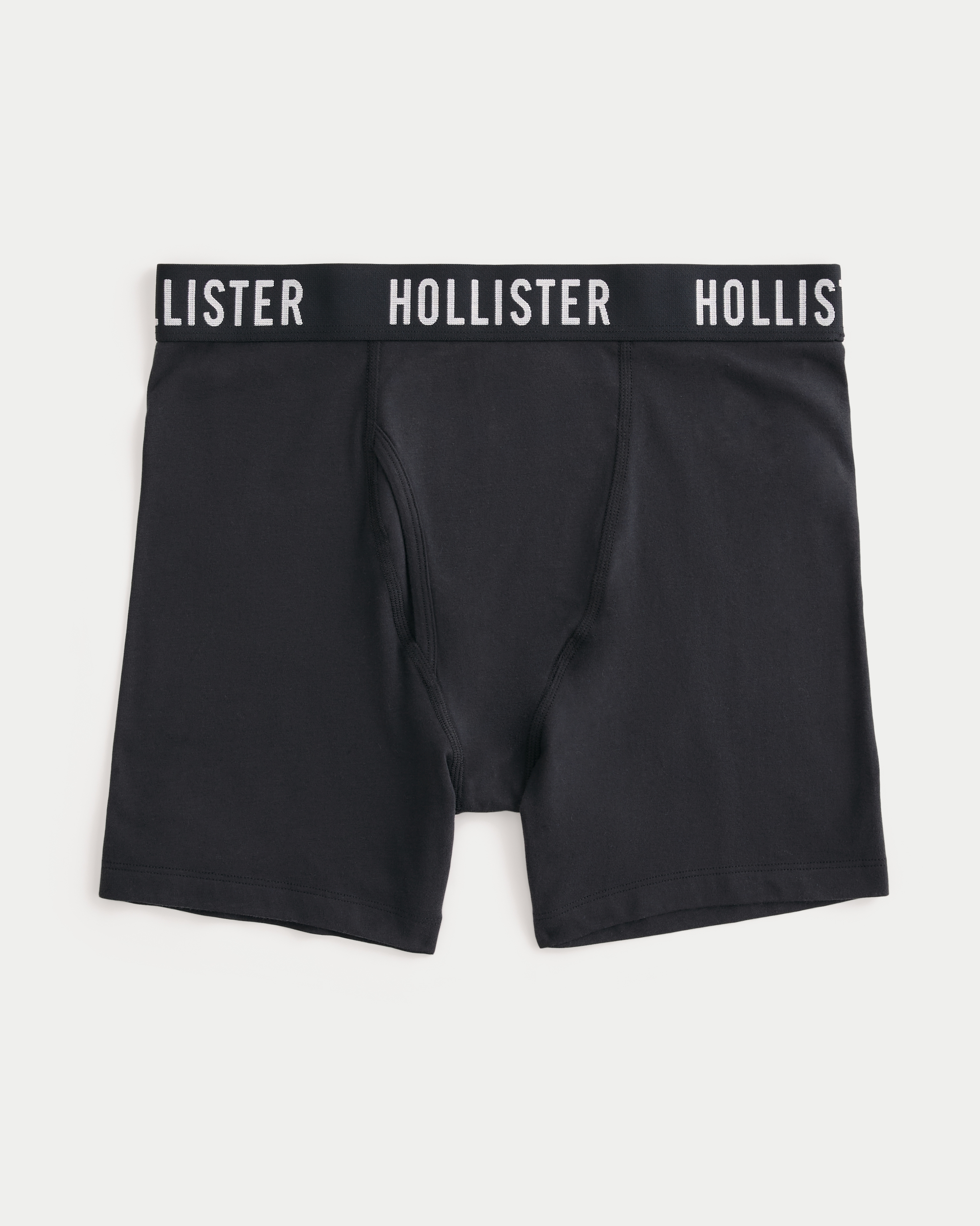 Трусы-боксеры Longer-Length Fly-Front для мужчин — Hollister, цвет: Чёрный — фото 1
