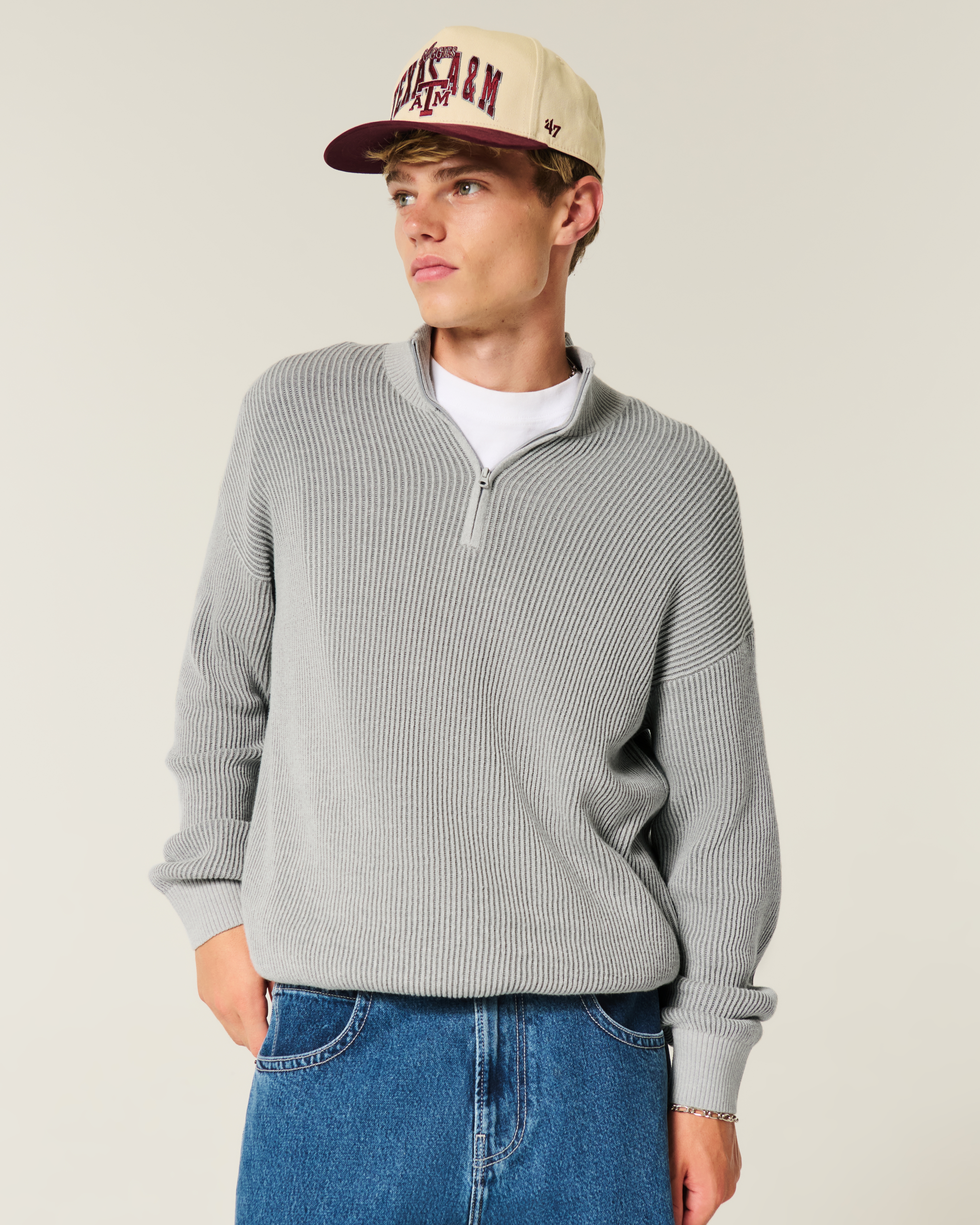 Мужские свитеры Hollister Boxy Quarter-Zip Sweater — фото 2