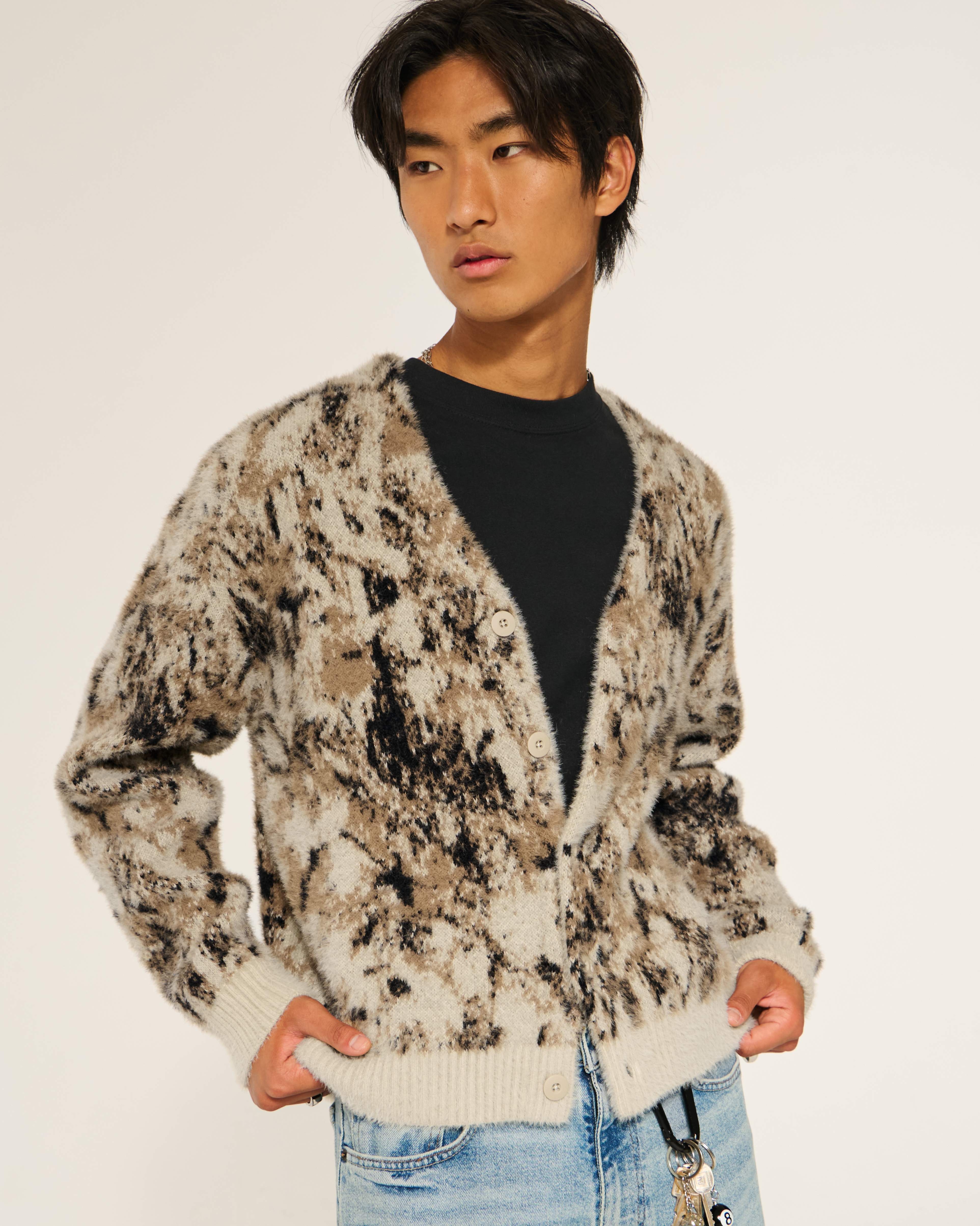 Мужские кардиганы Hollister Boxy Fuzzy Cardigan — фото 2