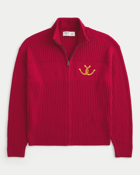 Мужские свитеры Hollister Relaxed Zip-Up Horseshoe Graphic Sweater