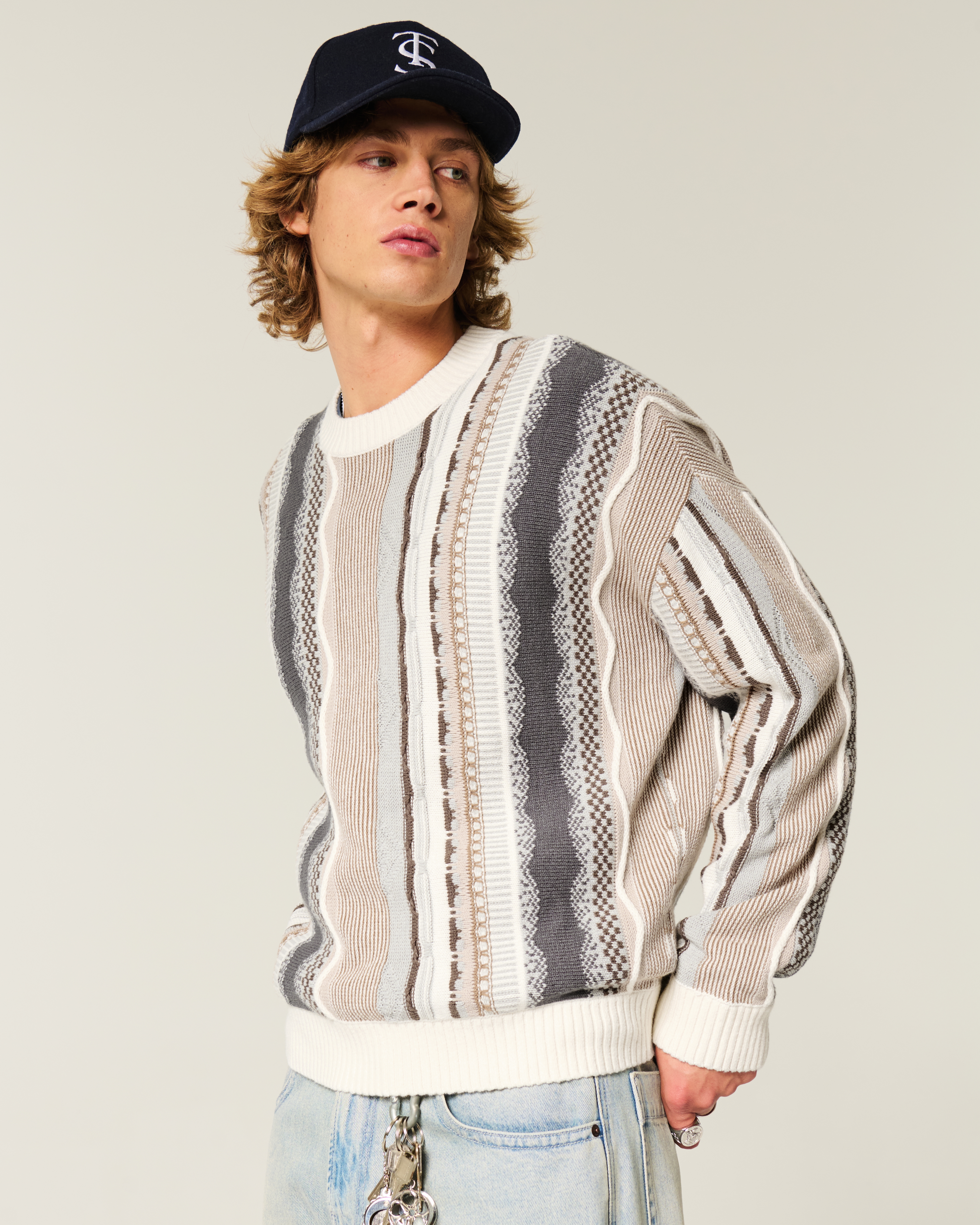 Мужские свитеры Hollister Boxy Striped Crew Sweater — фото 2