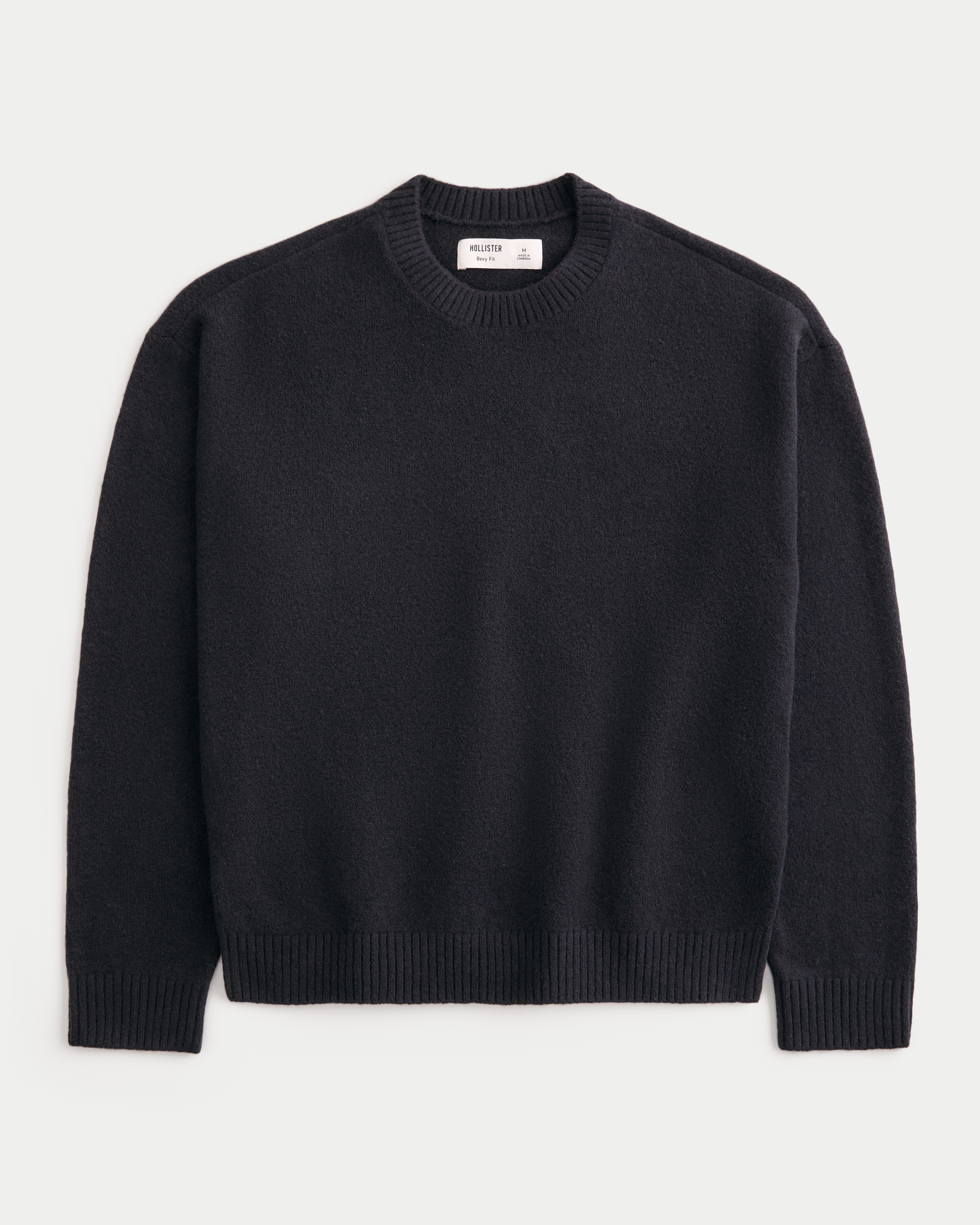 Мужской свитер Hollister Boxy Textural Crew, цвет: Чёрный — фото 1