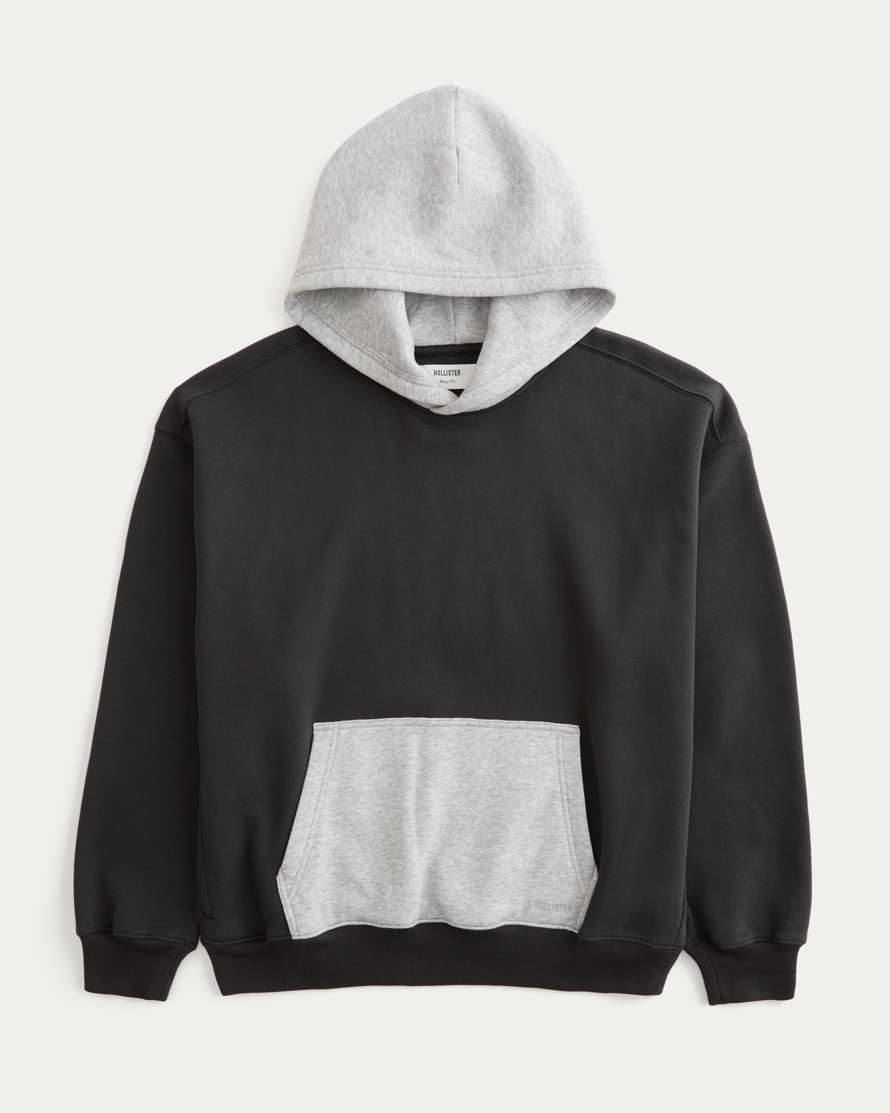 Мужское худи Hollister Boxy Two-Tone, цвет: Угольный — фото 1