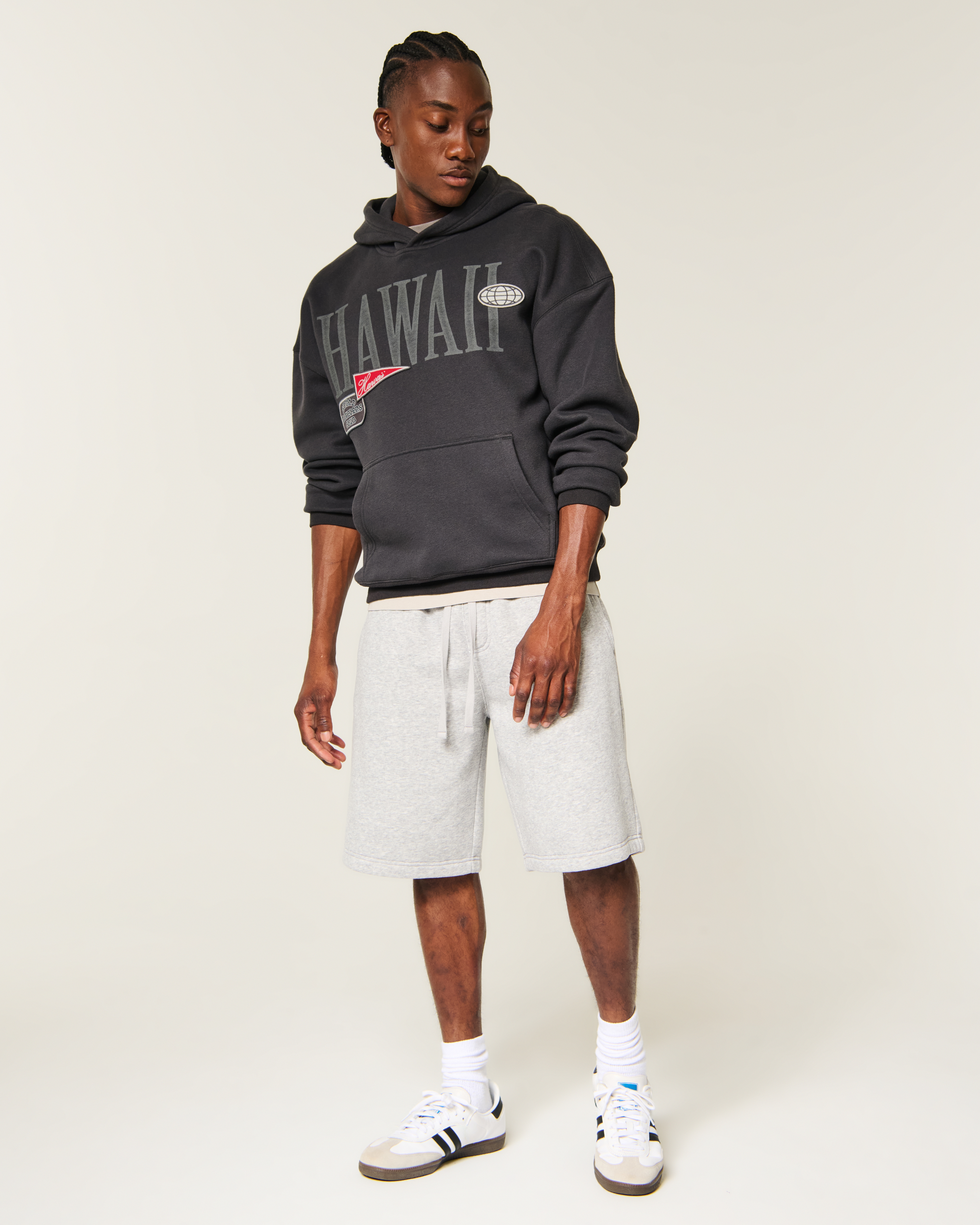 Мужское худи Hollister Boxy Aruba Graphic, цвет: Угольный — фото 3