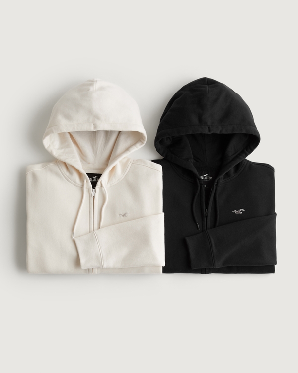 Sudaderas con capucha y cremallera para Hombre: Modelos con cremallera blancos y | Hollister Co.