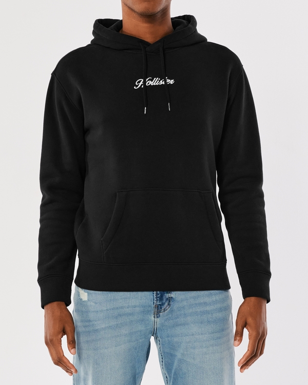 Embroidered Logo Hoodie, BLACK