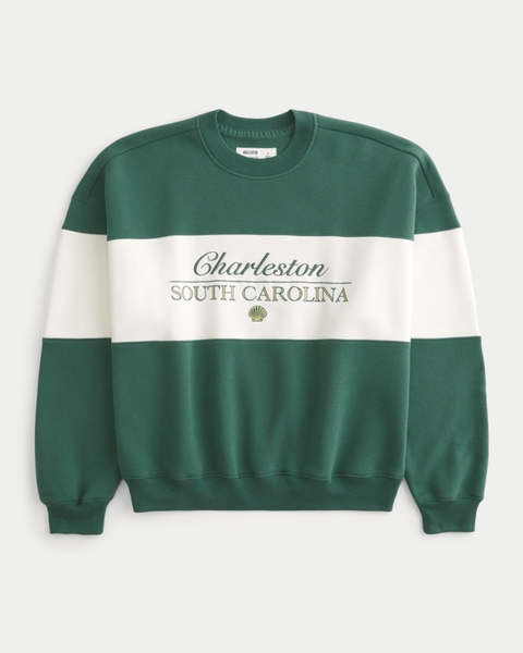 Мужские худи Hollister Baggy Cinch Charleston Graphic Crew Sweatshirt