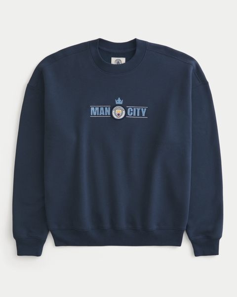 Мужские худи Hollister Boxy Manchester City FC Graphic Crew Sweatshirt