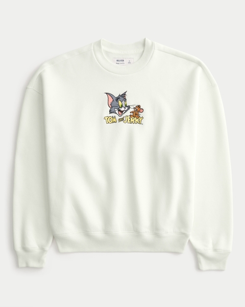 Мужские худи Hollister Baggy Cinch Tom and Jerry Graphic Crew Sweatshirt