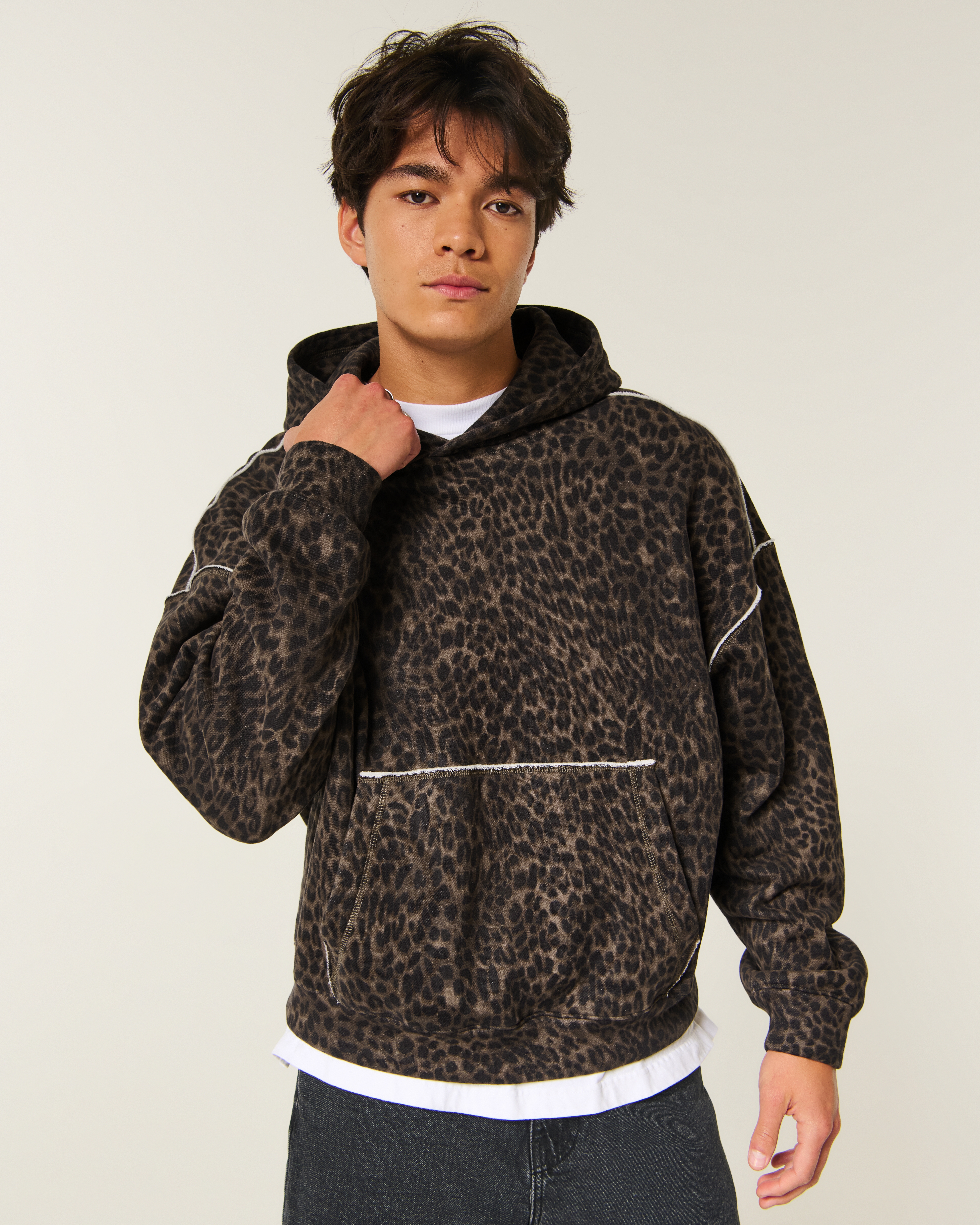 Мужские худи Hollister Baggy Cinch Leopard Print — фото 2