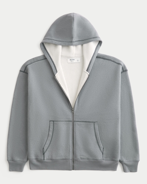 Мужские худи Hollister Boxy Thermal-Lined Zip-Up