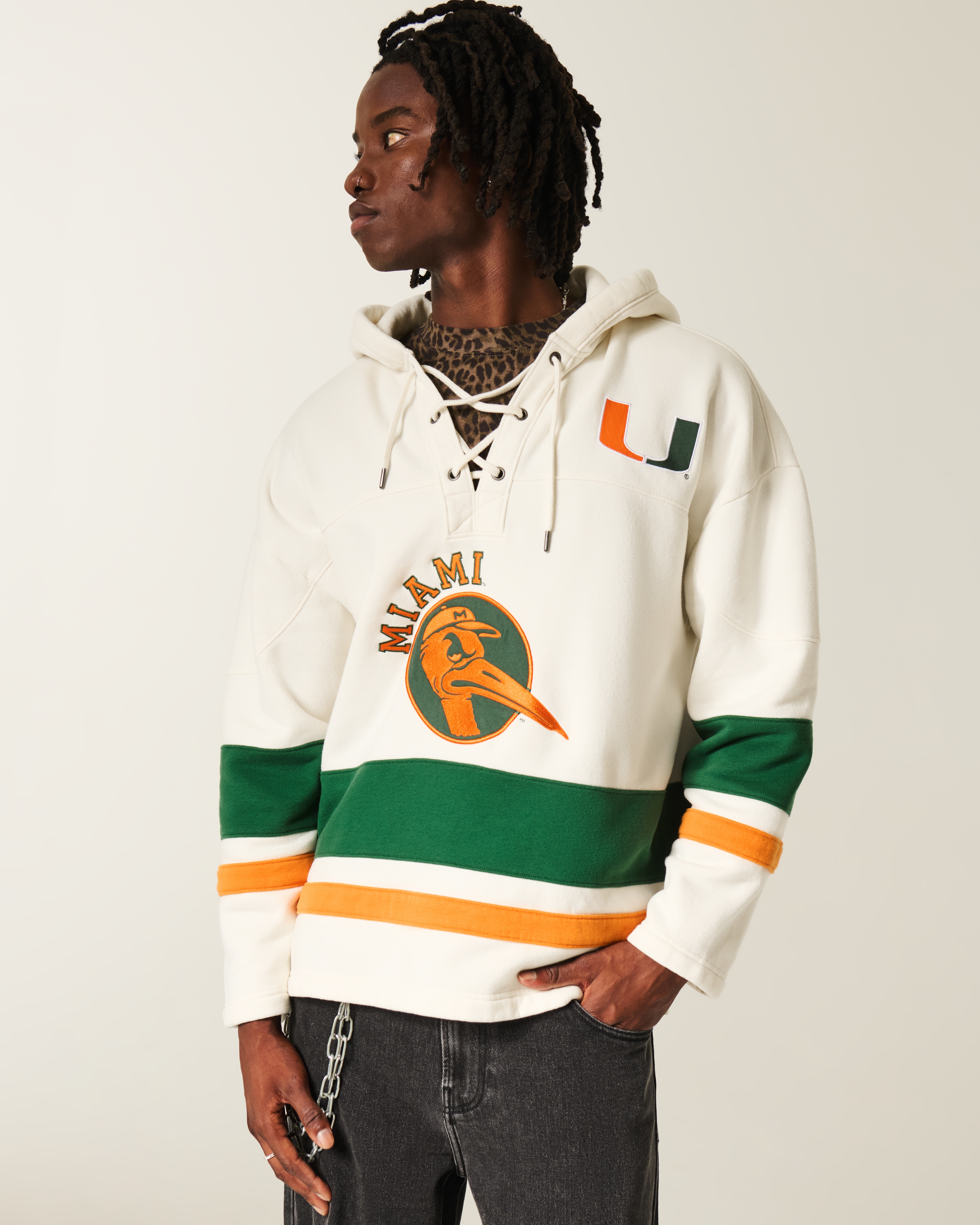 Мужские худи Hollister University of Notre Dame Fighting Irish Graphic Hockey Jersey — фото 2