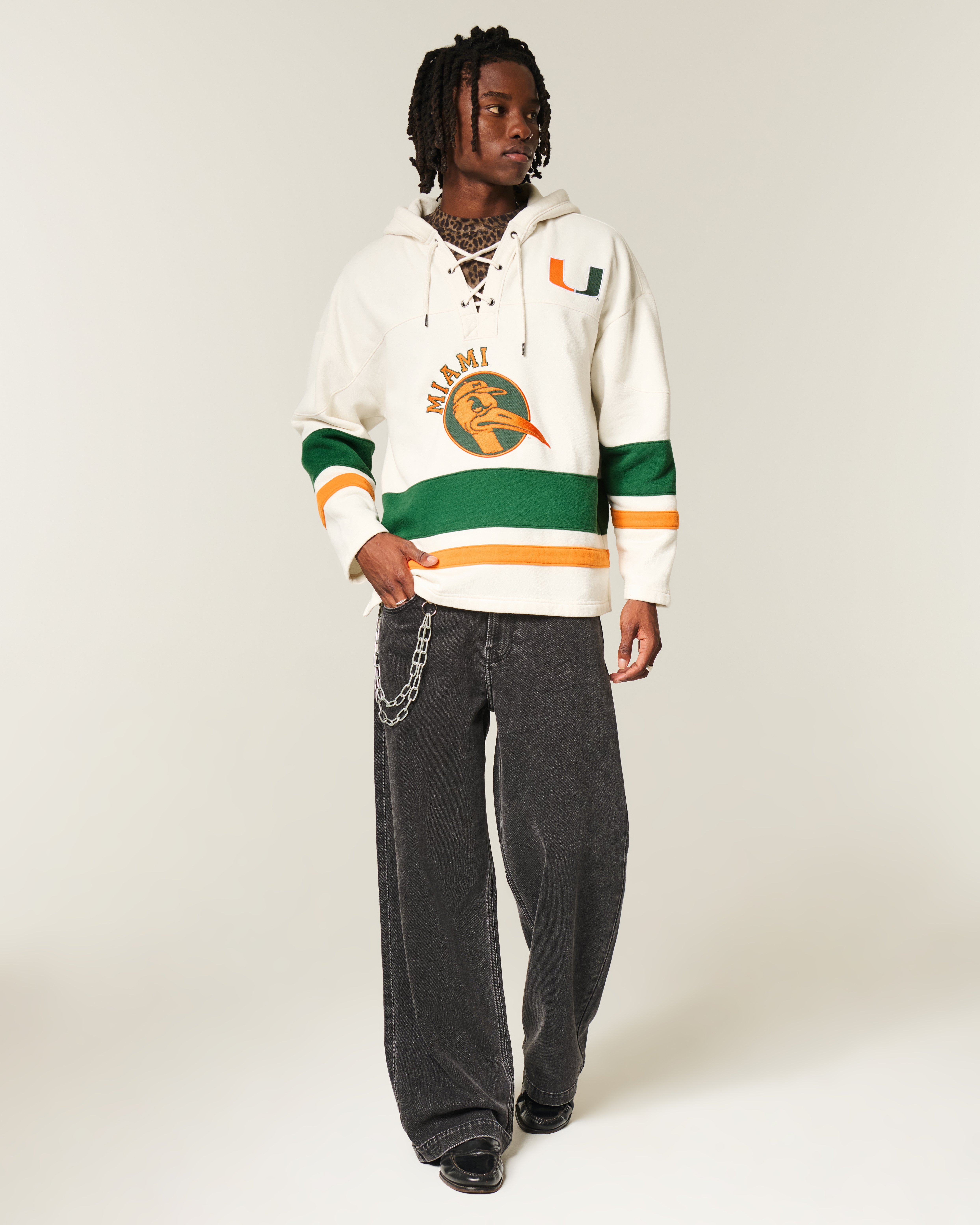Мужские худи Hollister University of Notre Dame Fighting Irish Graphic Hockey Jersey — фото 3