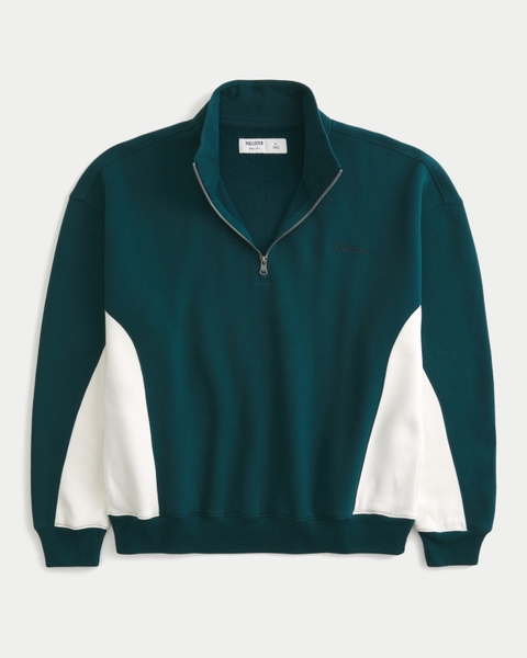 Мужские худи Hollister Boxy Logo Quarter-Zip Sweatshirt