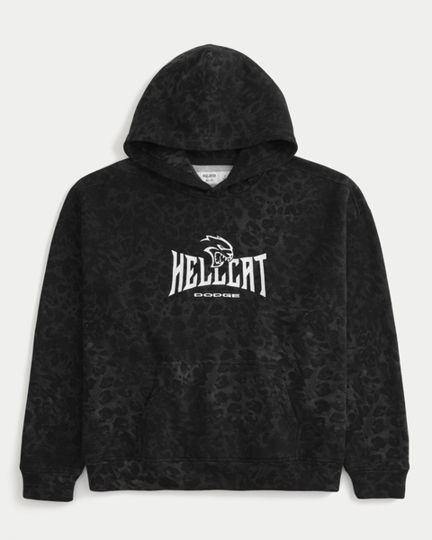 Мужские худи Hollister Boxy Leopard Print Dodge Hellcat Graphic