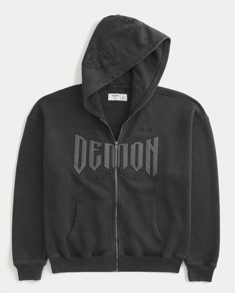 Мужские худи Hollister Feel Good Boxy Dodge Demon Graphic Zip-Up