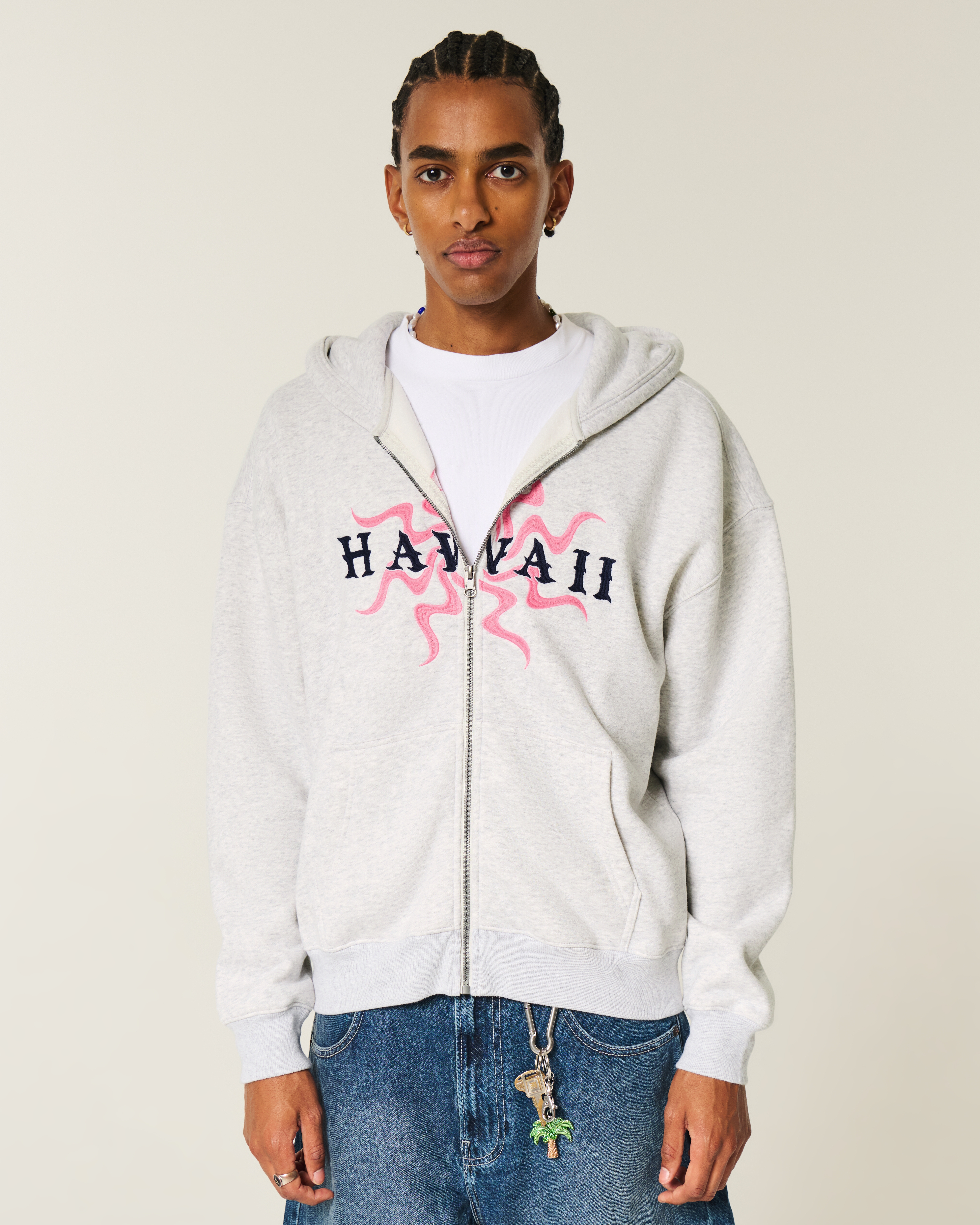 Мужские худи Hollister Boxy Hawaii Graphic Zip-Up — фото 2
