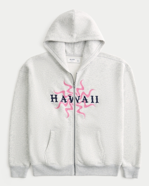 Мужские худи Hollister Boxy Hawaii Graphic Zip-Up