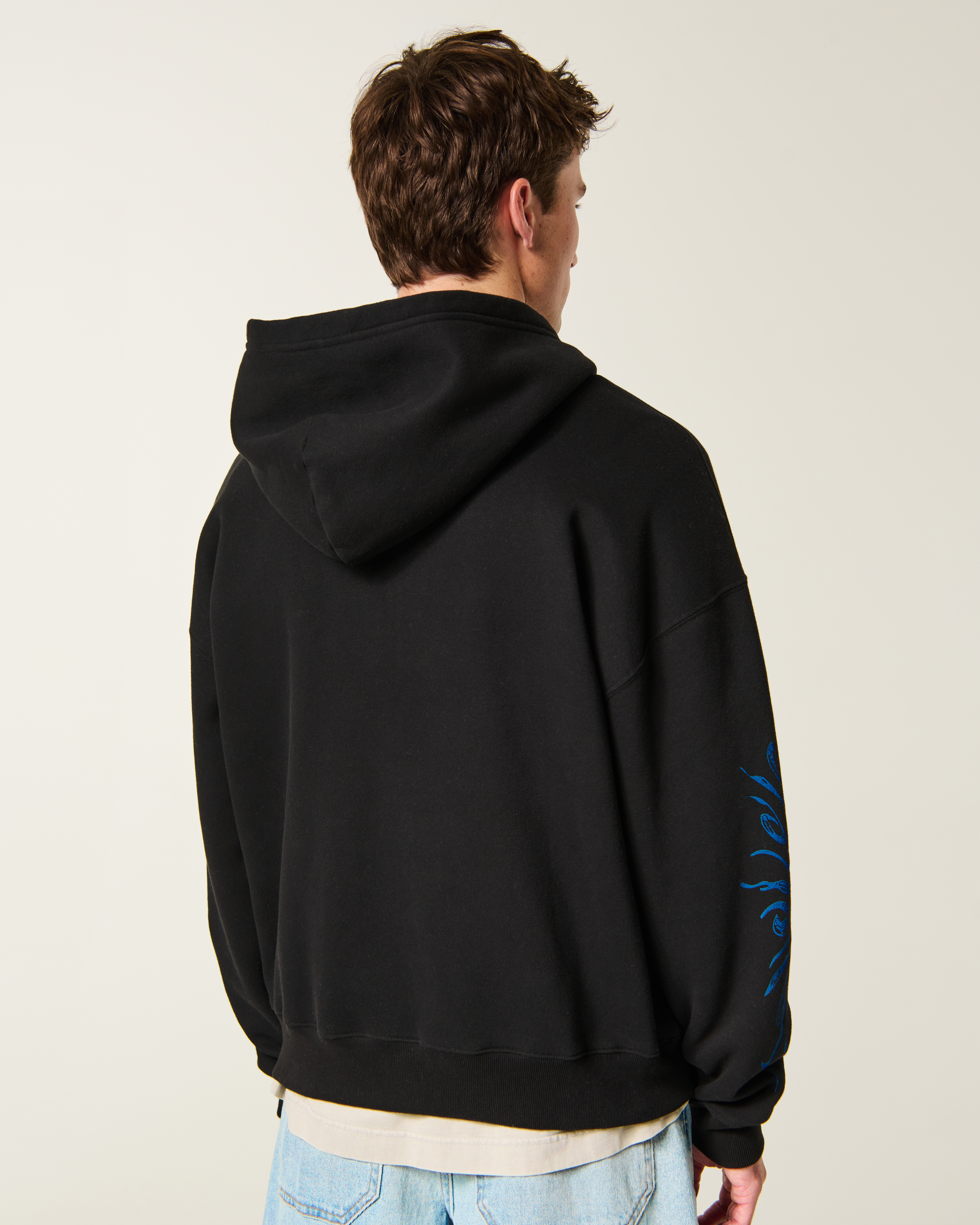 Мужские худи Hollister Boxy Zip-Up Embroidered Graphic — фото 3