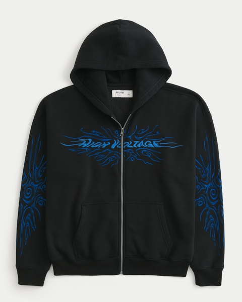 Мужские худи Hollister Boxy Zip-Up Embroidered Graphic