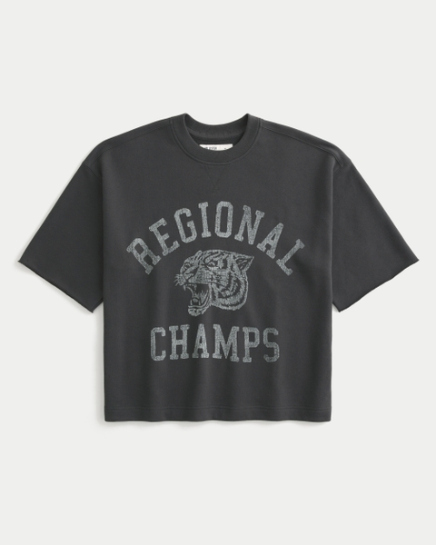Мужские худи Hollister Boxy Short-Sleeve Long Beach Graphic Sweatshirt