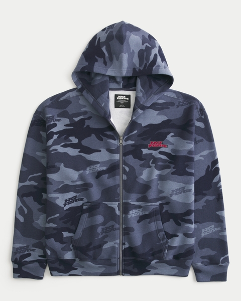 Мужские худи Hollister Boxy Zip-Up No Fear Graphic Camo