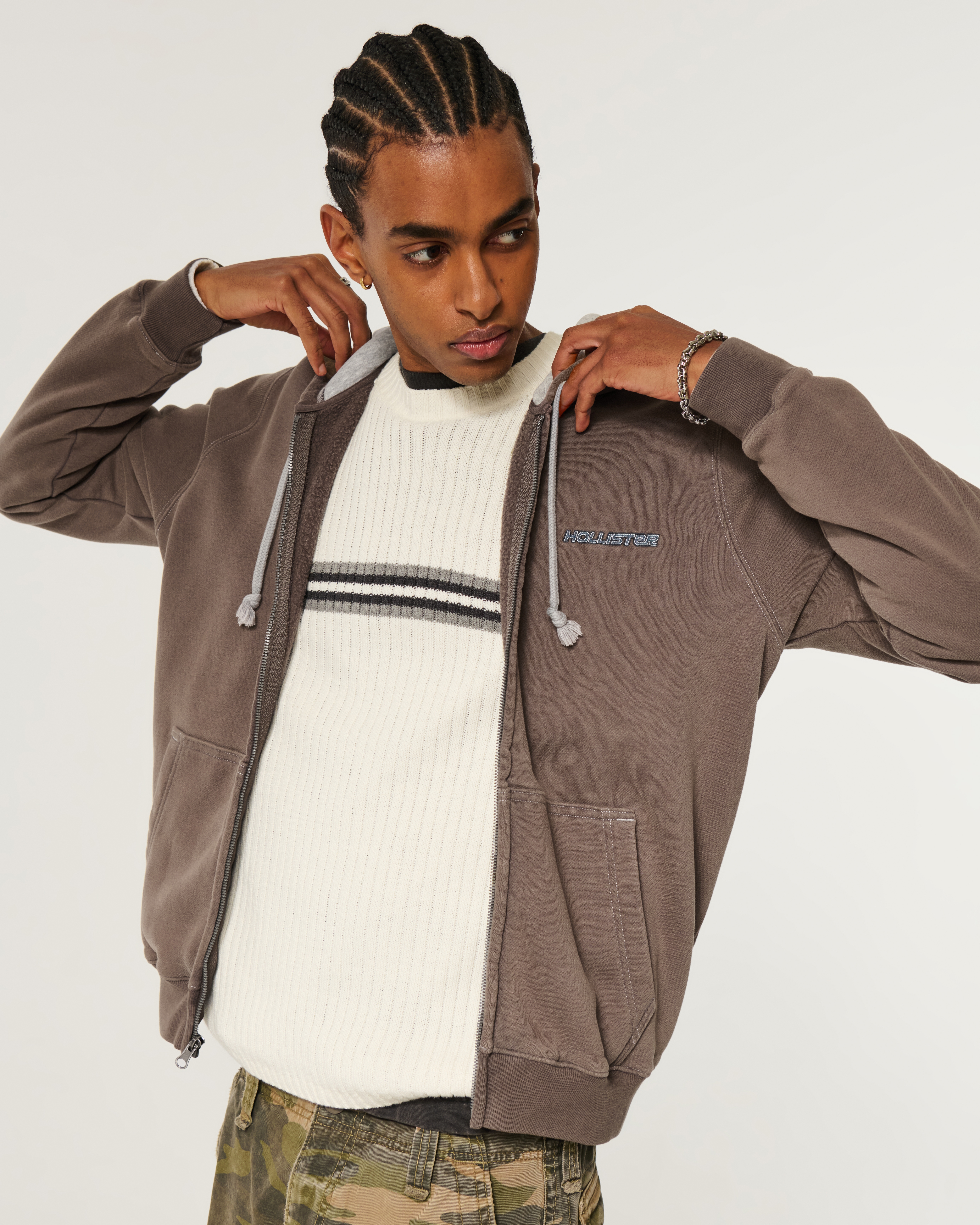 Мужские худи Hollister Zip-Up Logo Graphic — фото 3