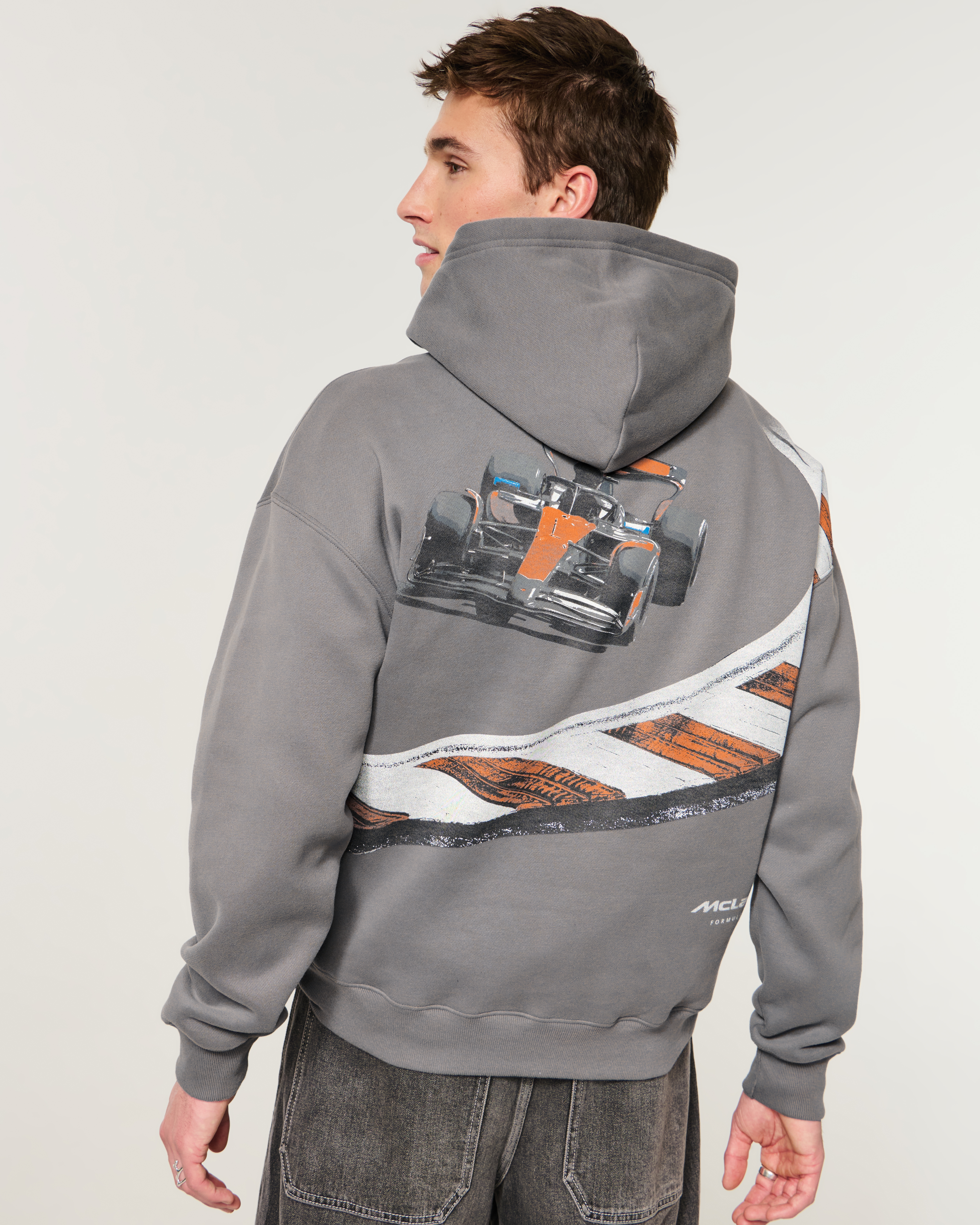 Мужские худи Hollister Boxy Zip-Up Oracle Red Bull Racing Graphic — фото 2