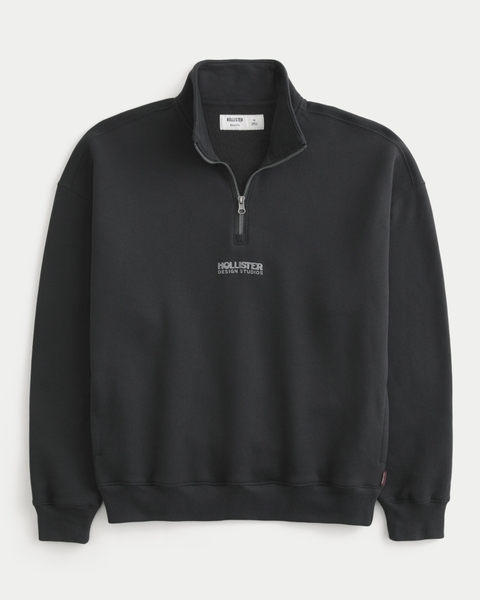 Мужские худи Hollister Boxy Quarter-Zip Logo Graphic Sweatshirt