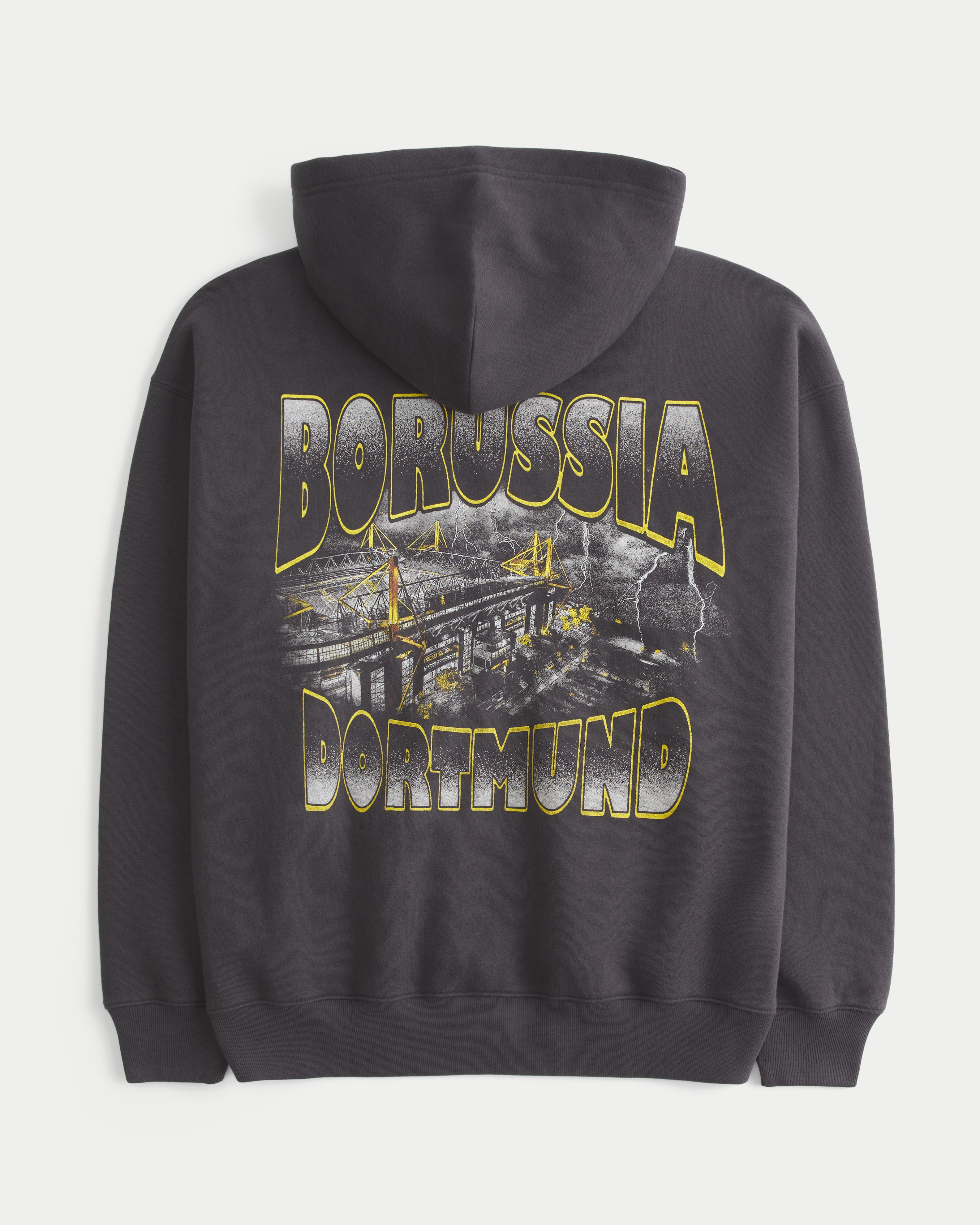 Мужское худи Hollister Zip-Up Borussia Dortmund Graphic, цвет: Чёрный — фото 1