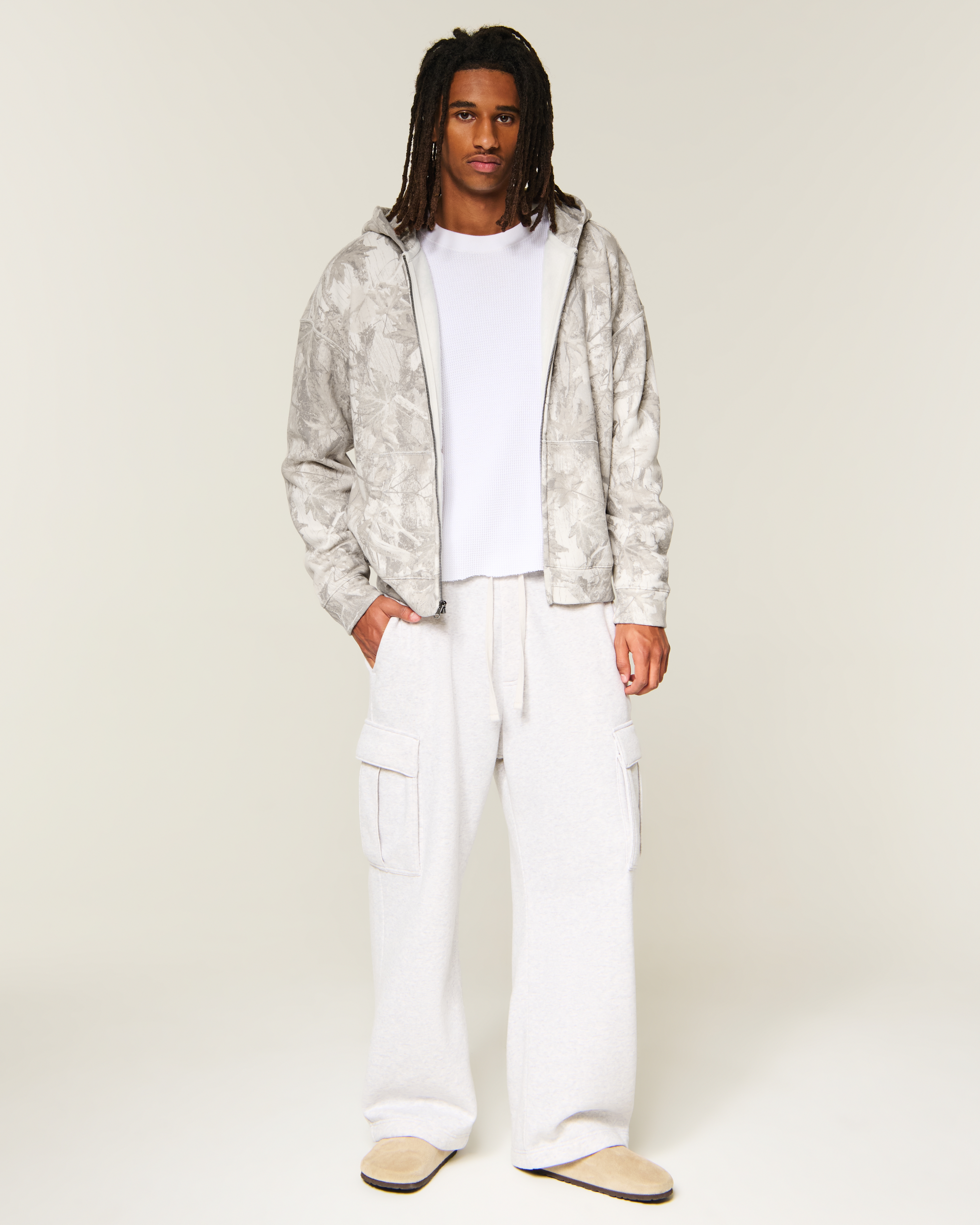 Мужское худи Hollister Boxy Camo Zip-Up, цвет: Кремовый камуфляжный — фото 3