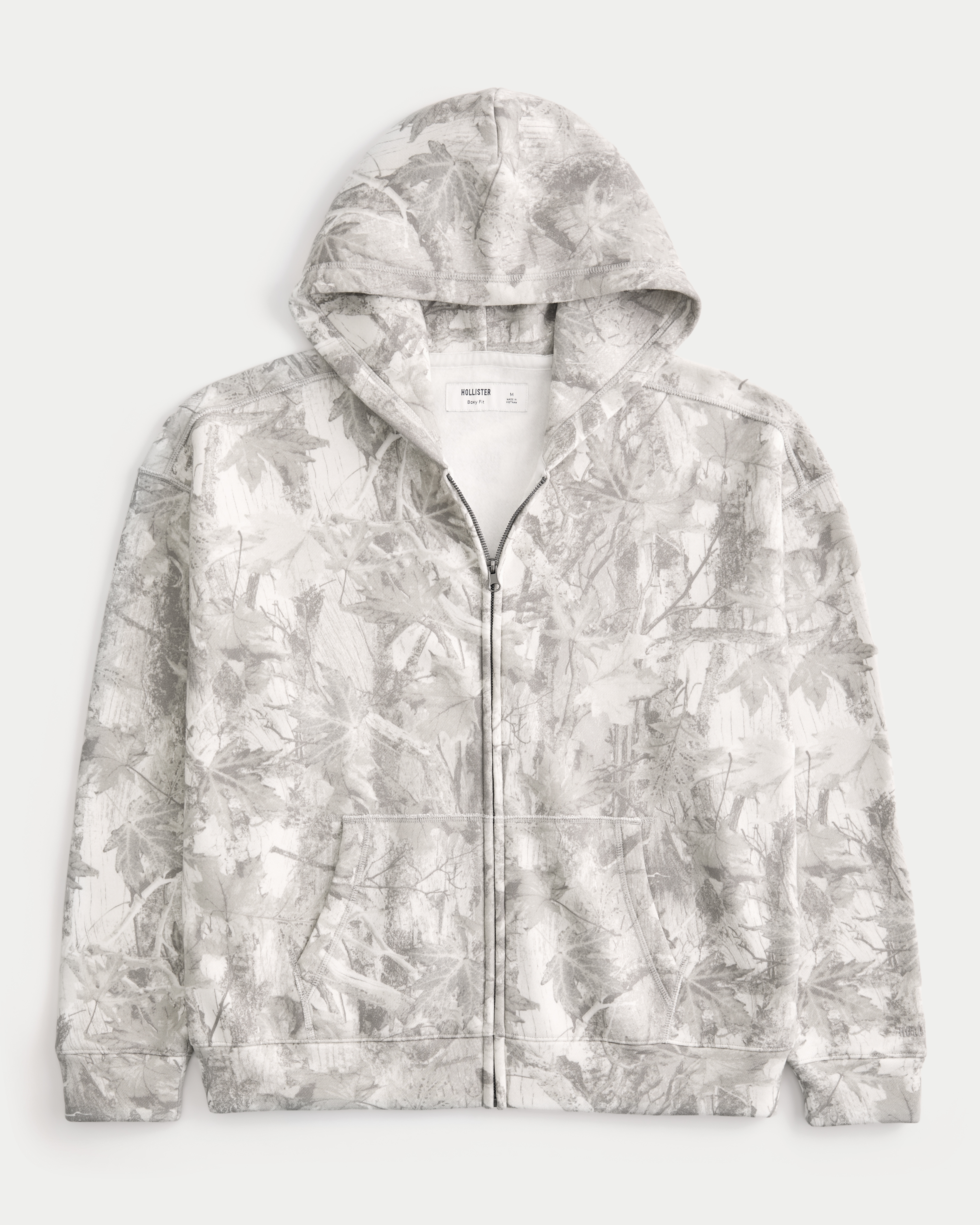 Мужское худи Hollister Boxy Camo Zip-Up, цвет: Кремовый камуфляжный — фото 1