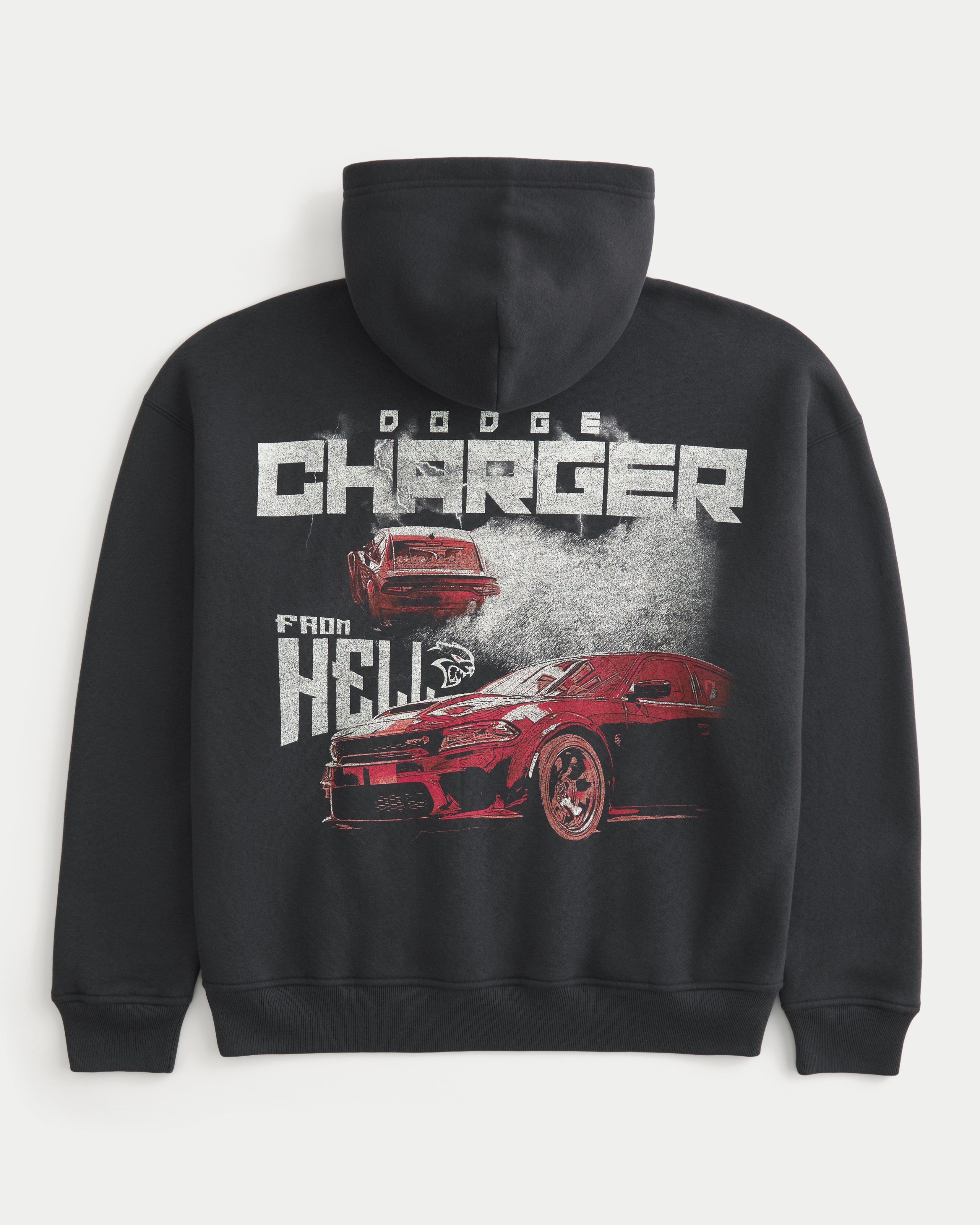 Мужское худи Hollister Feel Good Boxy Dodge Charger SRT Hellcat Graphic, цвет: Угольный — фото 1