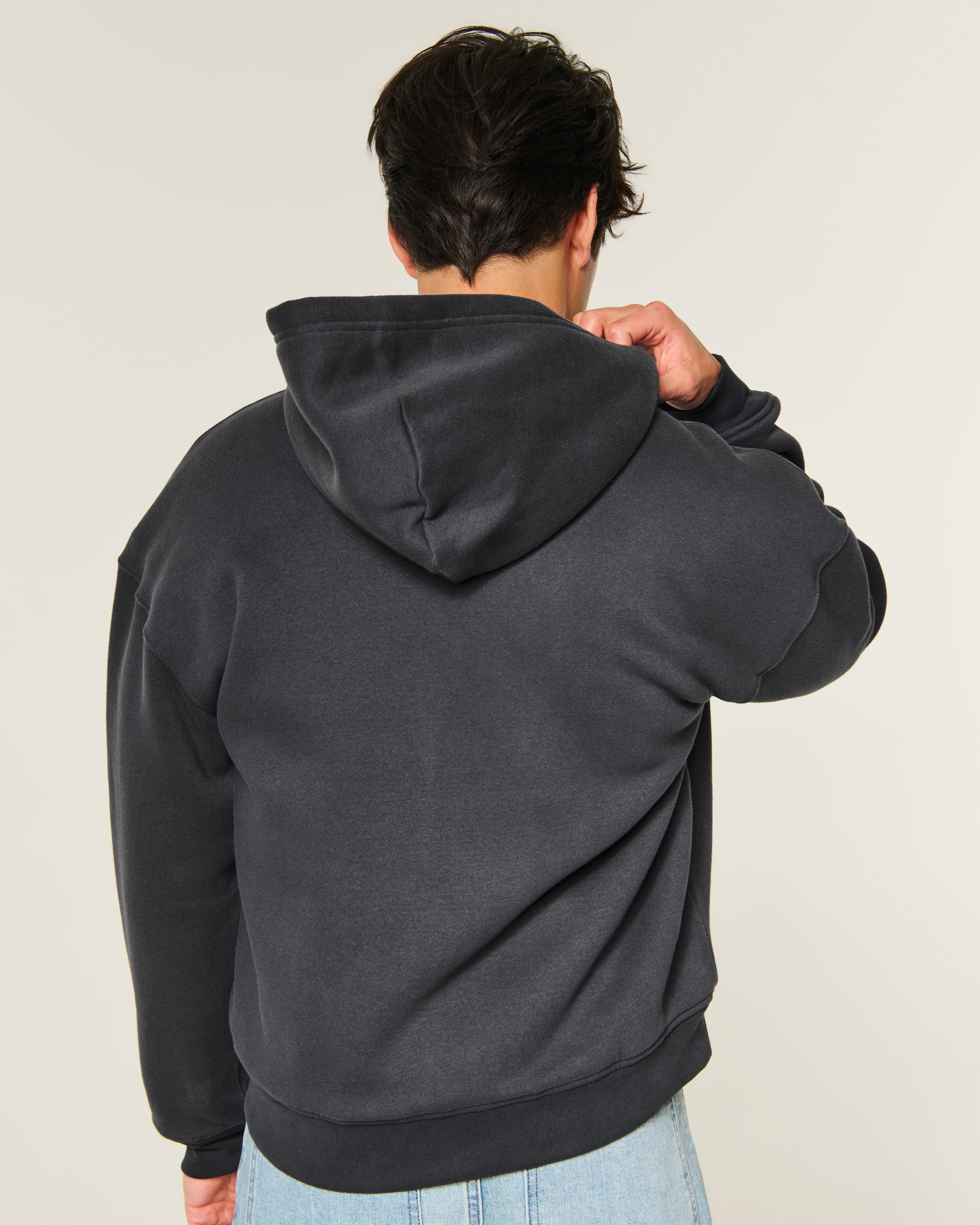 Мужские худи Hollister Boxy Faux Fur-Lined Zip-Up — фото 3