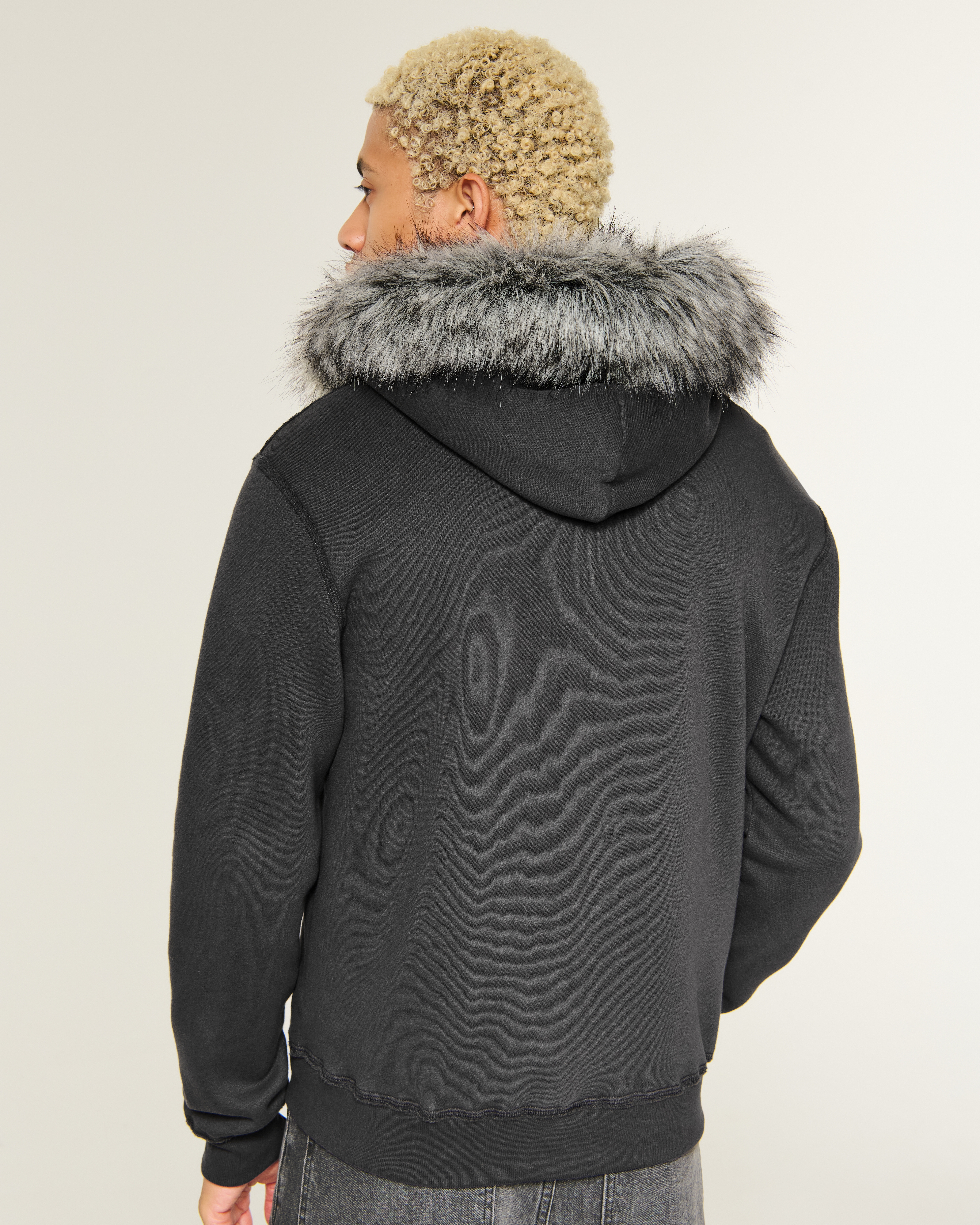 Мужские худи Hollister Faux Fur Trim Zip-Up — фото 3