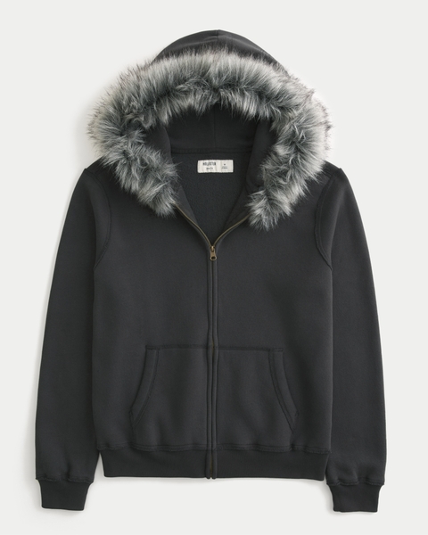 Мужские худи Hollister Faux Fur Trim Zip-Up