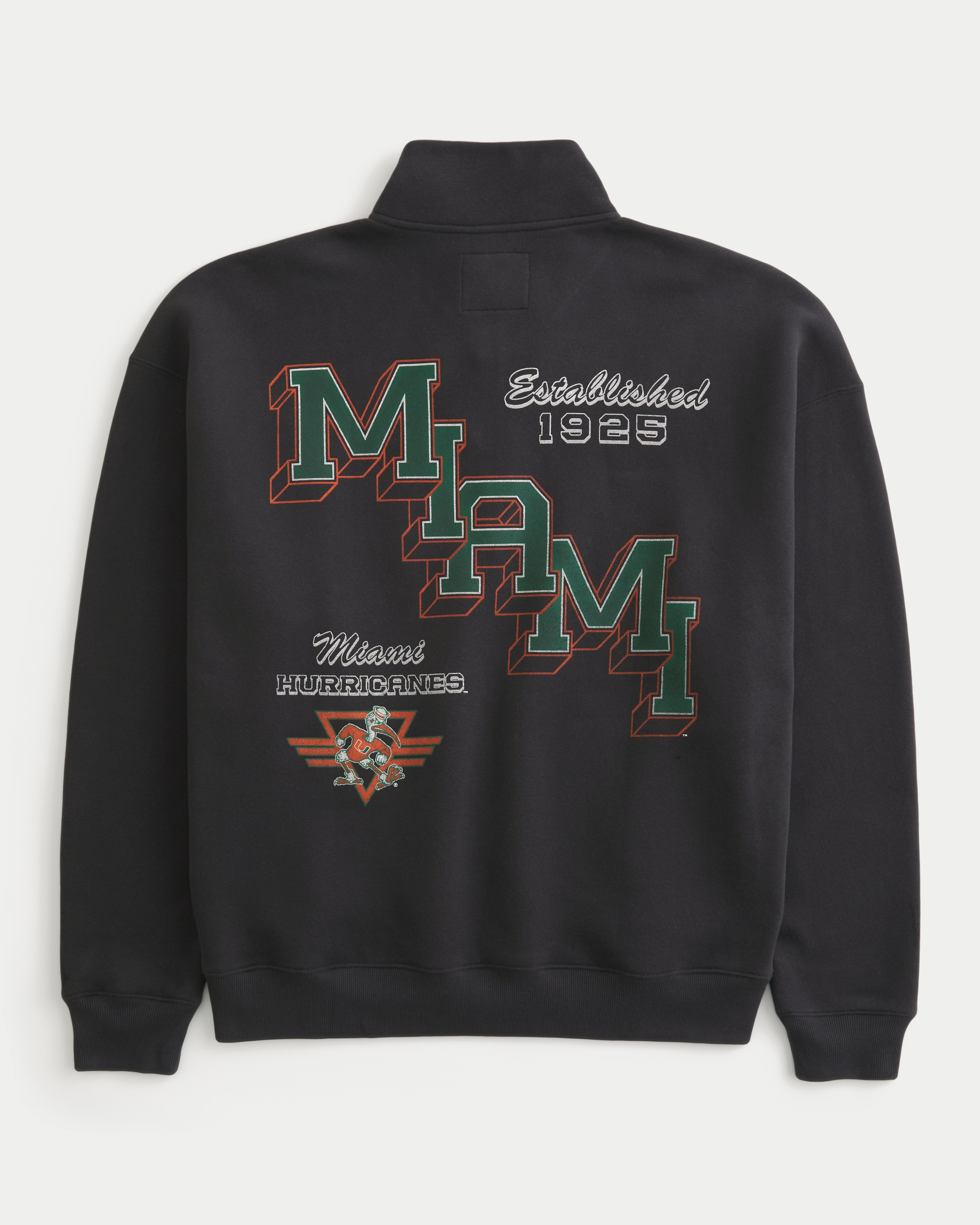 Мужская толстовка Hollister Boxy University of Miami Hurricanes Graphic Quarter-Zip, цвет: Угольный — фото 1