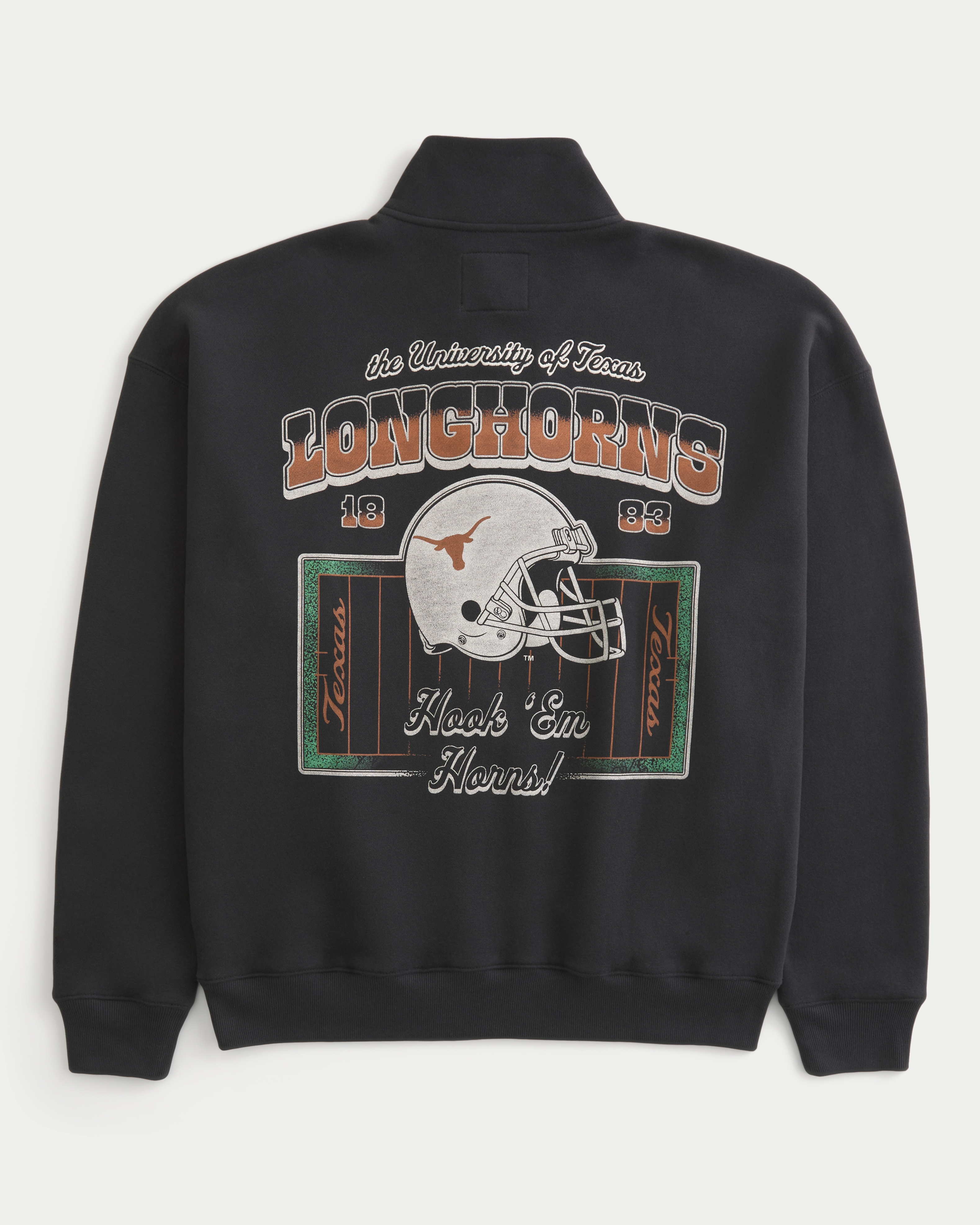 Мужская толстовка Hollister Boxy University of Texas at Austin Longhorns Graphic Quarter-Zip, цвет: Угольный — фото 1